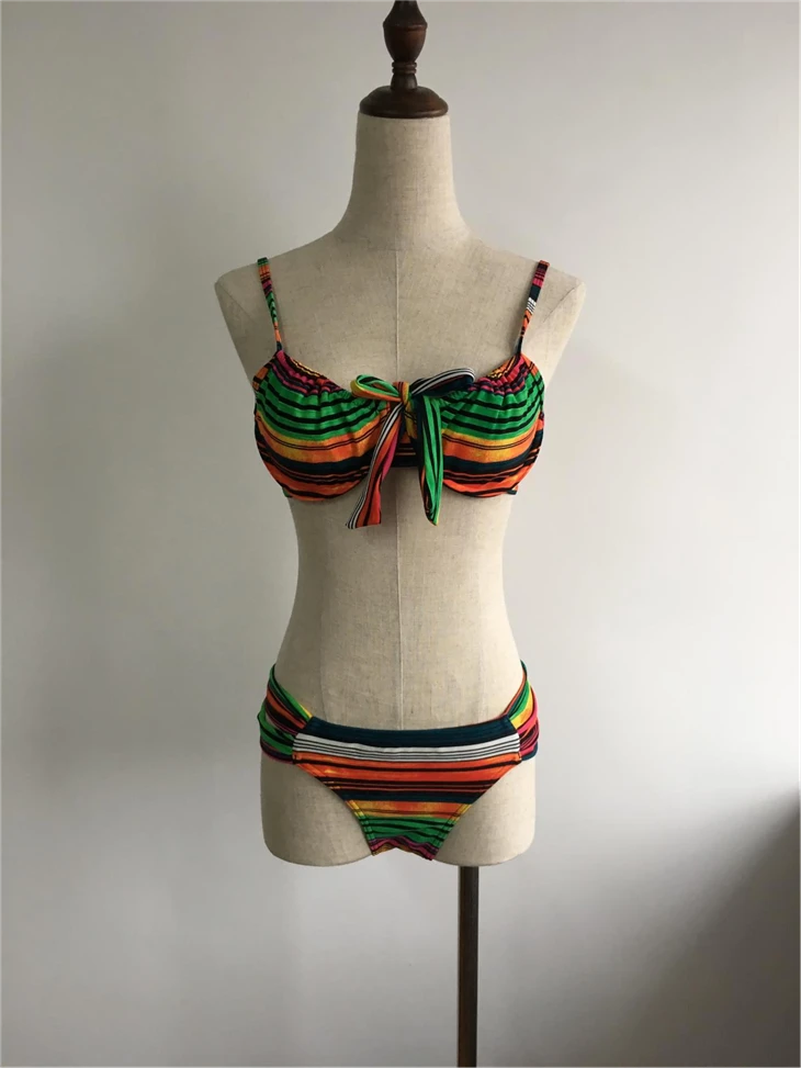 Front Tie Stripe -bikinisetti