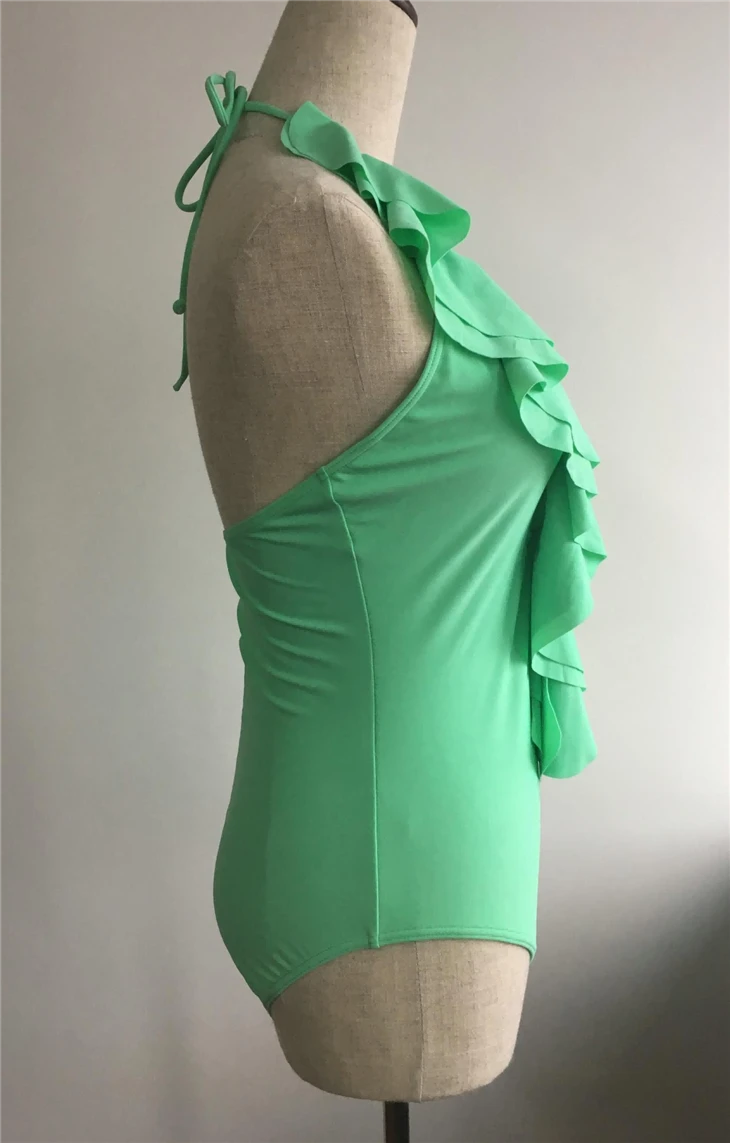 Mint Green Flounce Halter Women Swimwear suppliers Mint Green Flounce Halter Women Swimwear suppliers