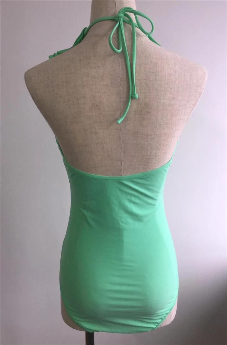 Mint Green Flounce Halter Women Swimwear factory Mint Green Flounce Halter Women Swimwear factory